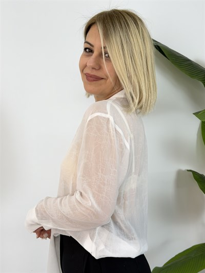 8233 V Yaka, Şallı, Şifon Bluz