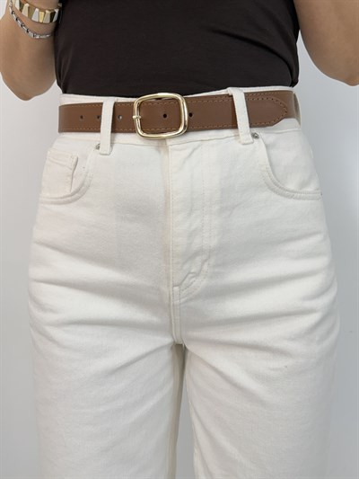 8273 Alya, Kemerli, Straight Fit Jean Pantolon