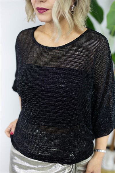 8432 KAYIK YAKA, UZUN KOL, SİMLİ, FİLE BLUZ