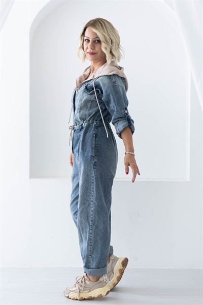 9032 YAKA SWEAT GARNİ, KAPŞONLU, JEAN TULUM