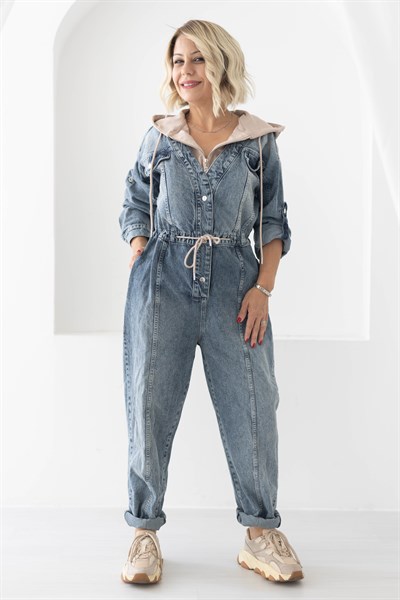 9032 YAKA SWEAT GARNİ, KAPŞONLU, JEAN TULUM