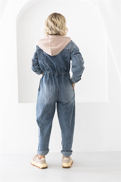 9032 YAKA SWEAT GARNİ, KAPŞONLU, JEAN TULUM