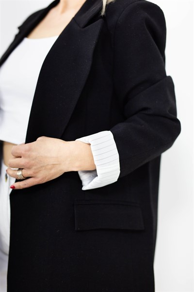 9158 ASTARI ÇİZGİLİ, RAHAT KALIP, KETEN BLAZER CEKET