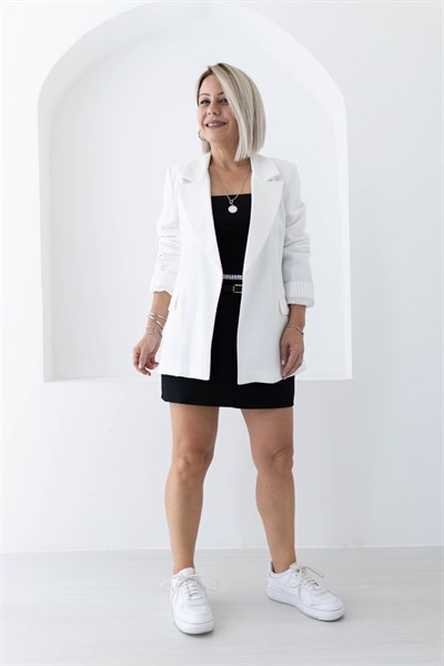 9158 KOL KATLI KETEN RAHAT KALIP BLAZER CEKET
