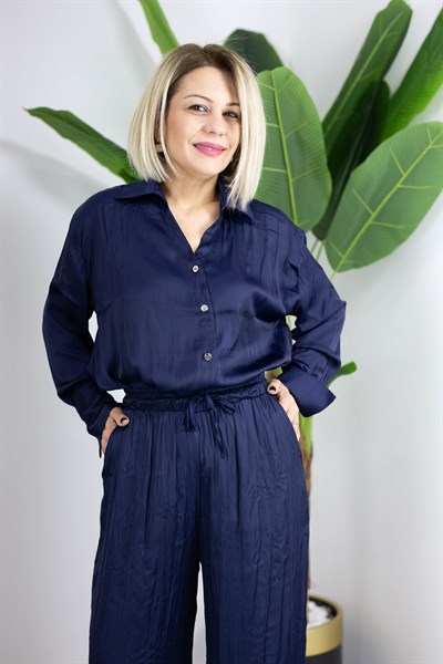 9514 KRAŞLI, BOL PAÇA PANTOLONLU, GÖMLEKLİ SATEN TAKIM