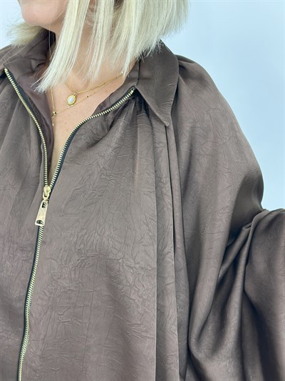 9584 YARASA KOL, FERMUARLI, ZR MODEL BOMBER SATEN CEKET