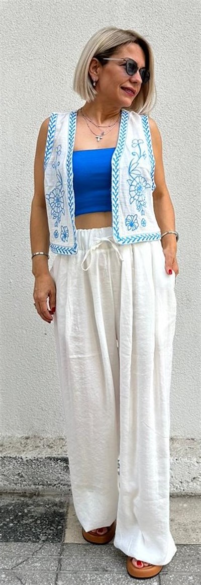 962 BEL PİLELİ BOL PAÇA PANTOLON