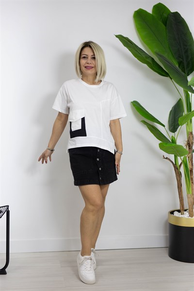9785 BİSİKLET YAKA, CEP GARNİ TSHİRT