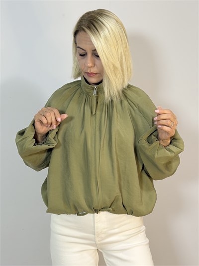 9801 Dik Yaka, Fermuarlı, Astarlı, Modal, Bomber Ceket