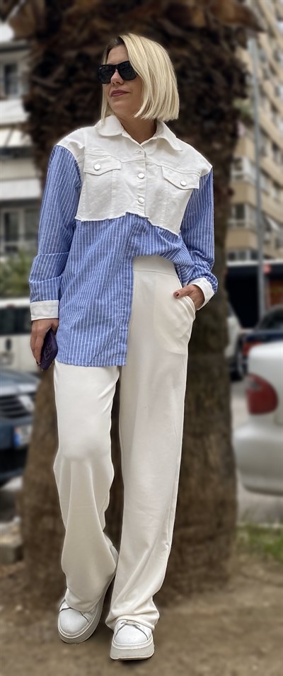 JEAN GARNİLİ ÇİZGİLİ GÖMLEK 079