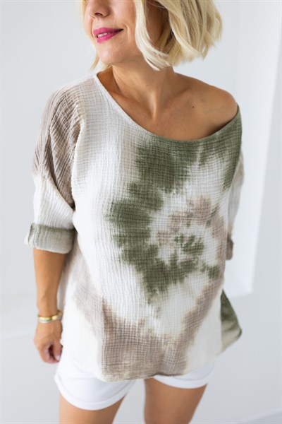KARYA BATİK BOYAMA MÜSLİN BLUZ