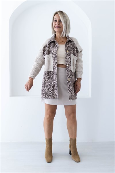 RVD LEOPAR GARNİ ÖN CEP DETAY HIRKA