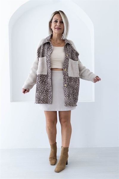 RVD LEOPAR GARNİ ÖN CEP DETAY HIRKA