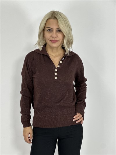 ZR65 POLO YAKA, DÜĞME DETAY, SİMLİ BLUZ