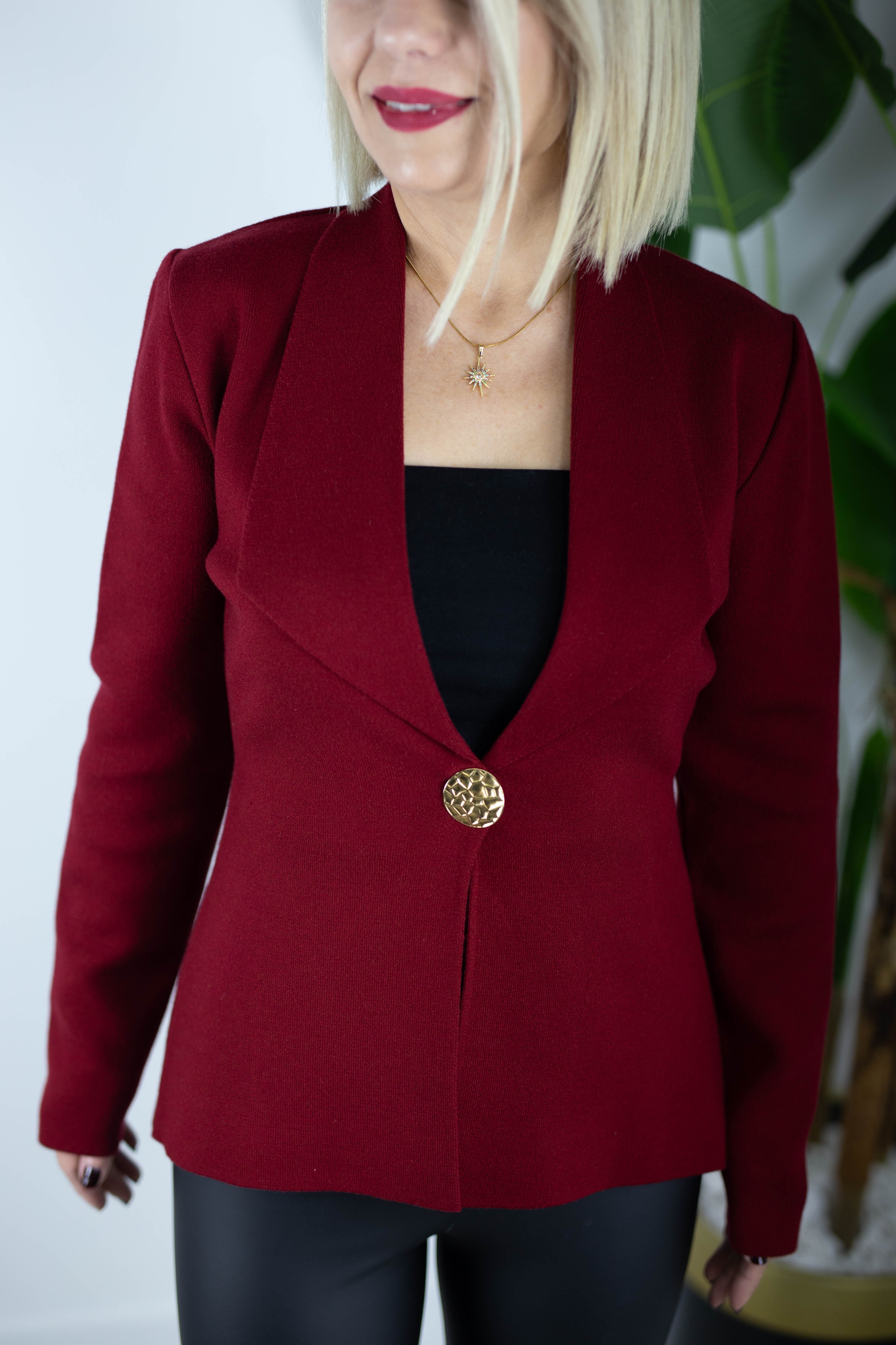 0053 ZR TEK GOLD DÜĞME, ÇELİK ÖRGÜ TRİKO CEKET
