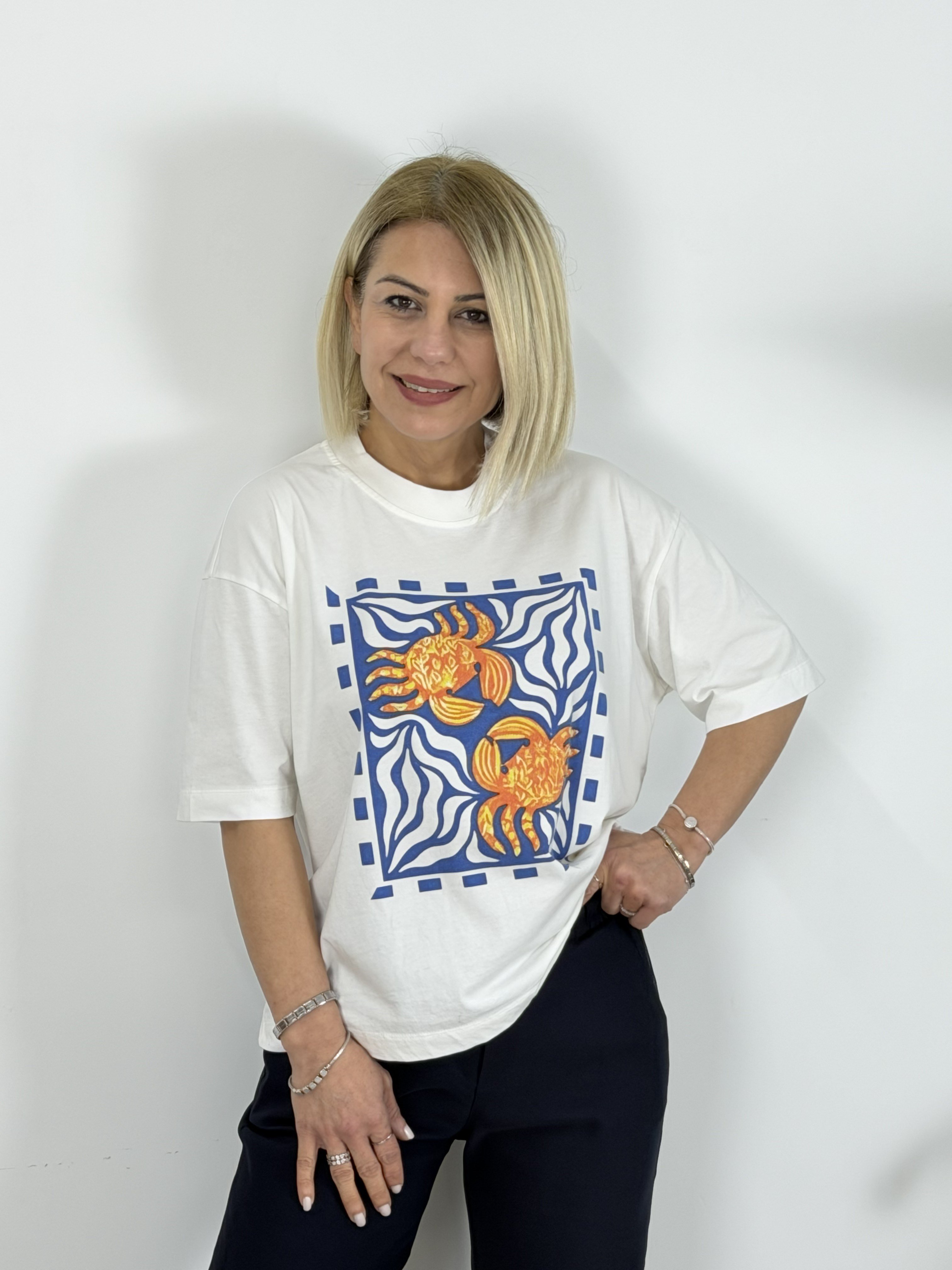 1044 Yengeç Baskılı Tshirt