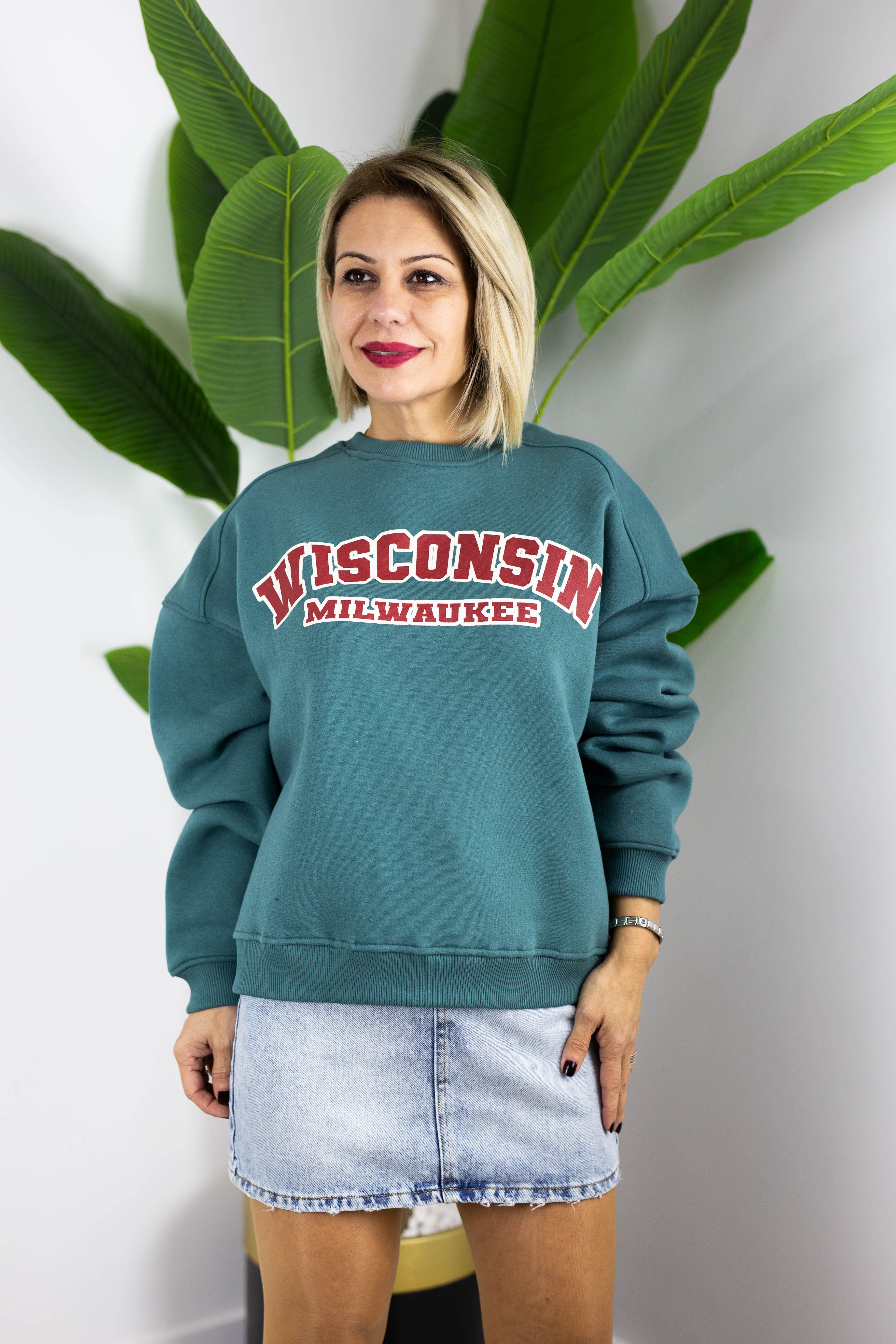 472 GM WİSCONSİN BASKILI, ŞARDONLU SWEAT