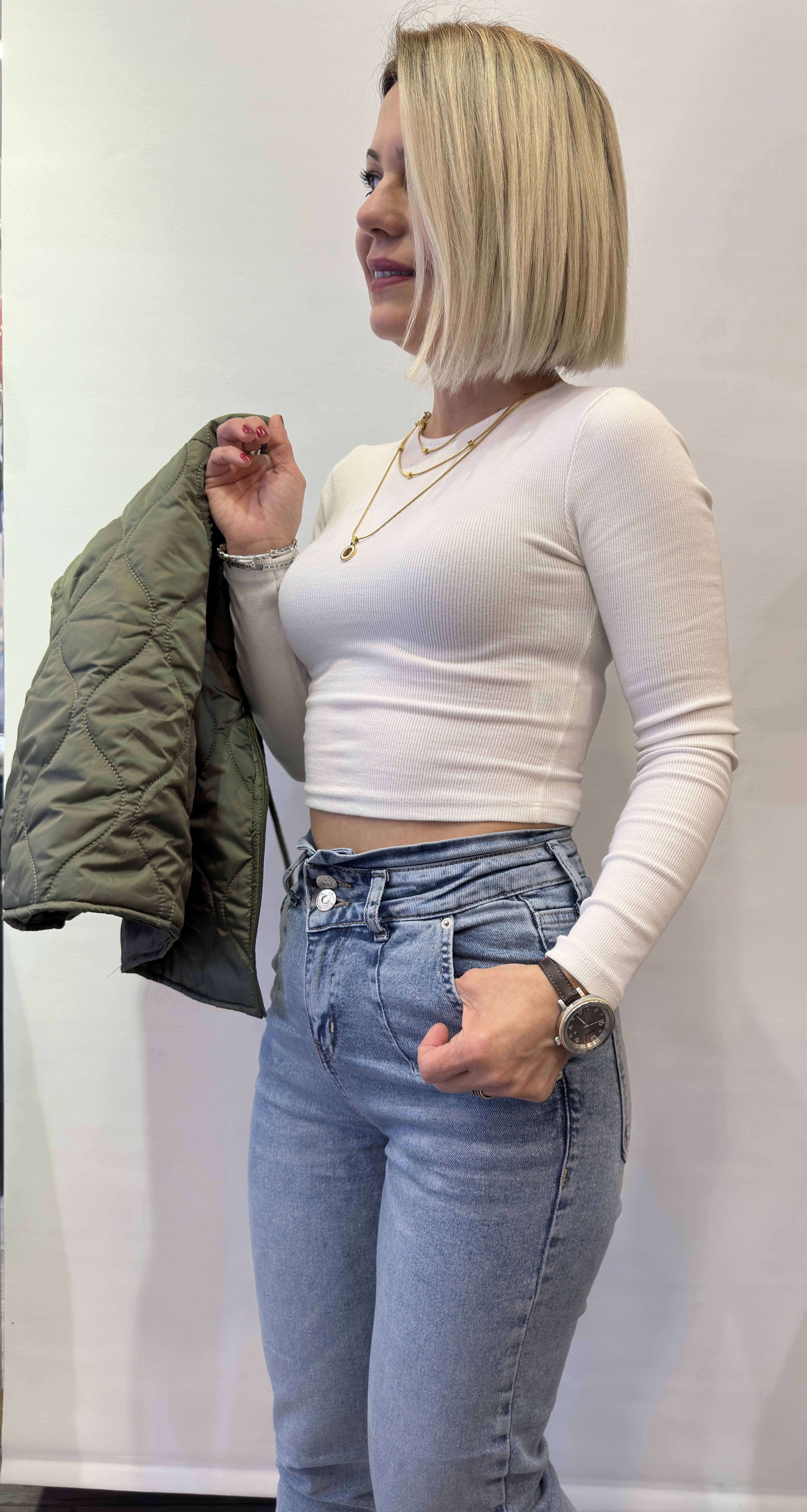 5164 BİSİKLET YAKA RİBANA CROP BLUZ