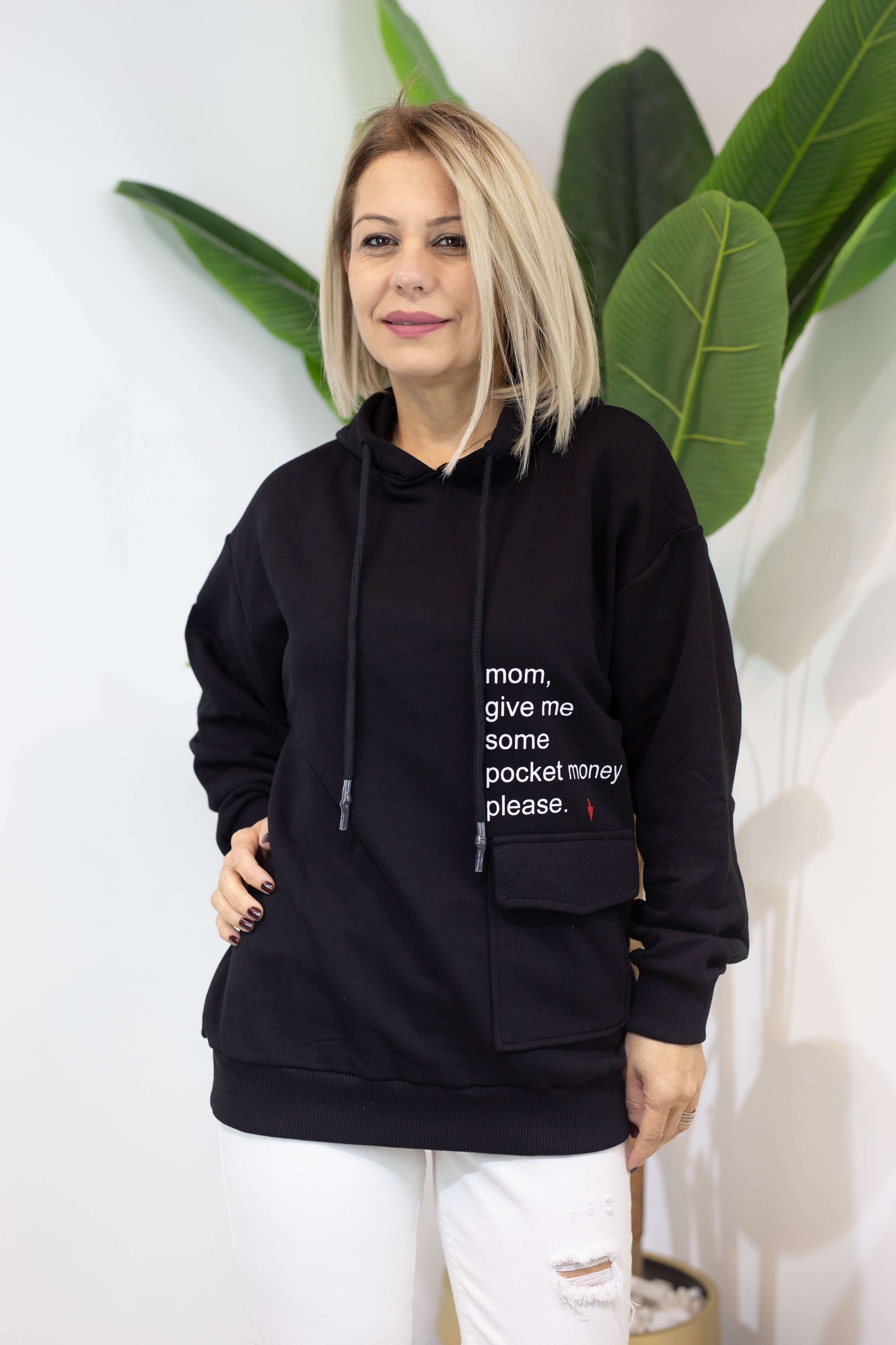 6370 KAPÜŞONLU, KANGURU CEP, BASKILI, 2 İPLİK SWEAT