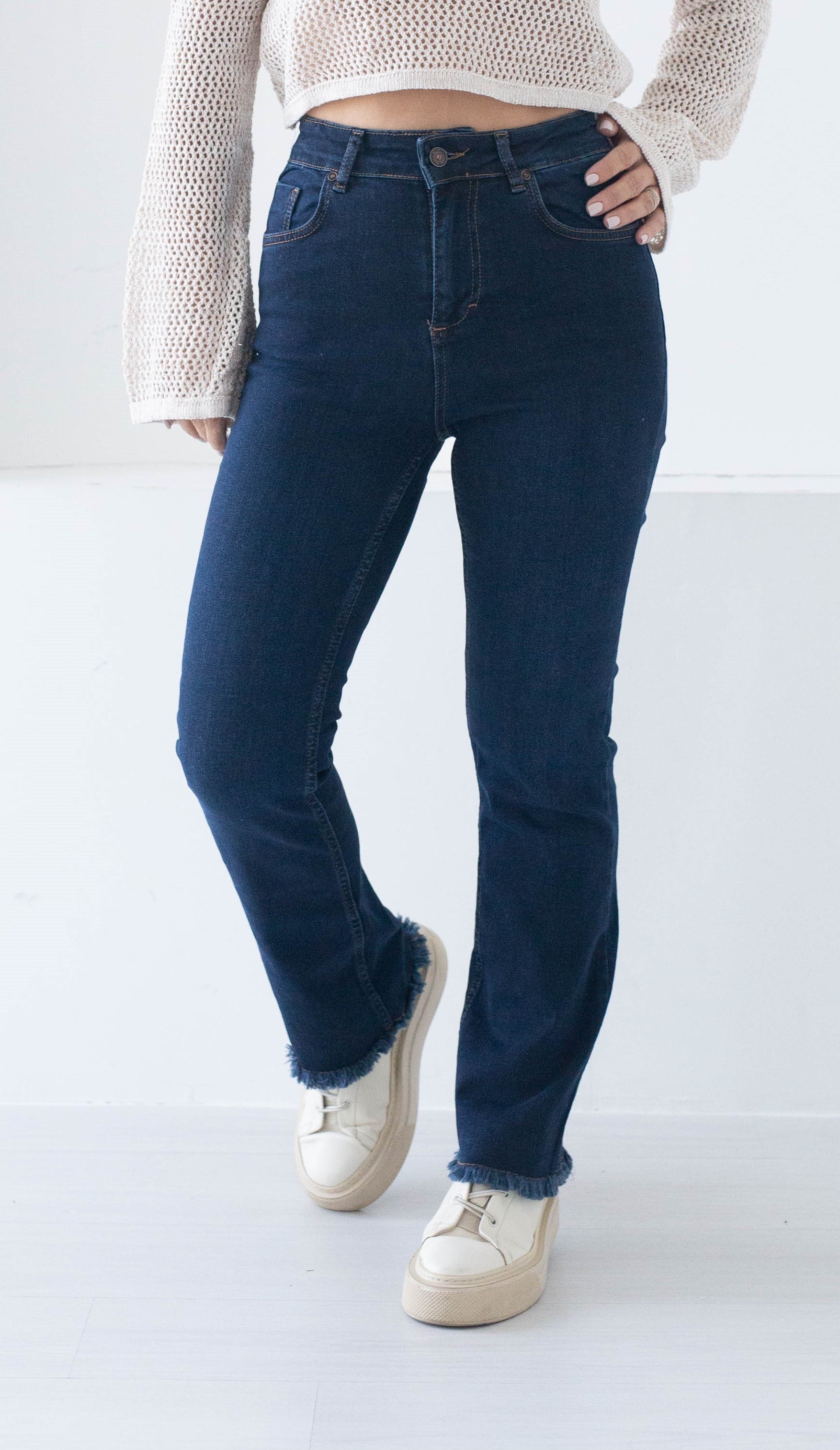 7403 PAÇA PÜSKÜLLÜ MİNİ FLARE JEAN