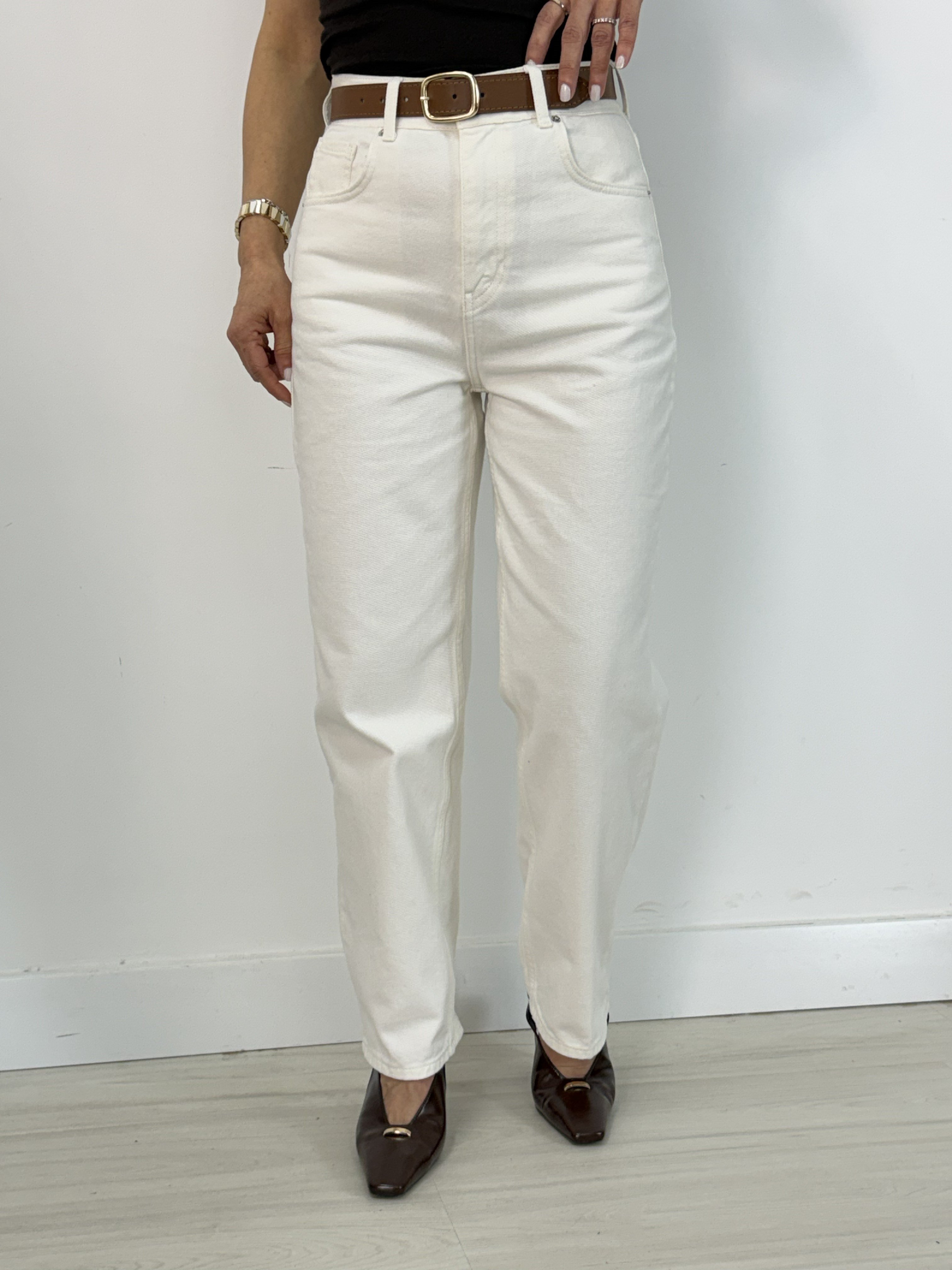 8273 Alya, Kemerli, Straight Fit Jean Pantolon
