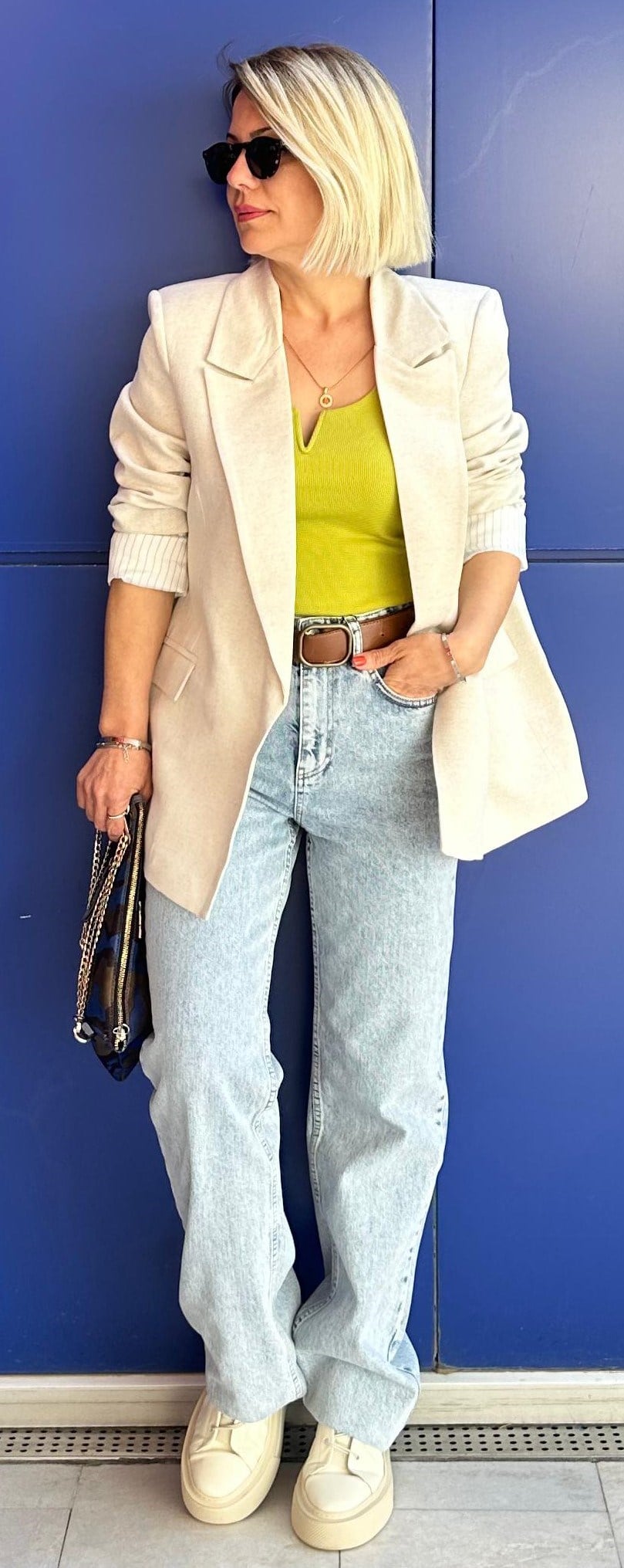 9158 ÇİZGİLİ ASTARLI KETEN BLAZER CEKET