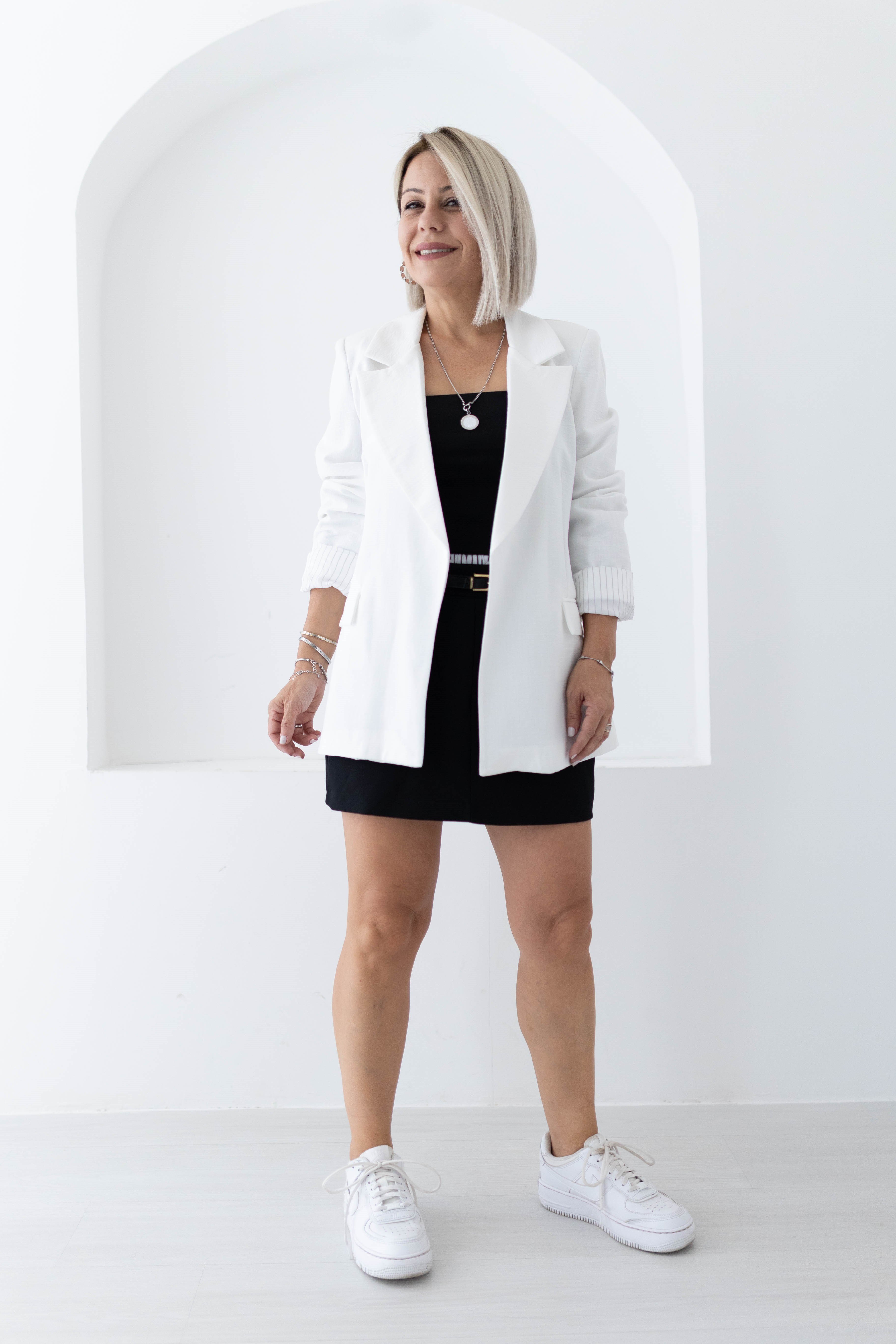 9158 KOL KATLI KETEN RAHAT KALIP BLAZER CEKET
