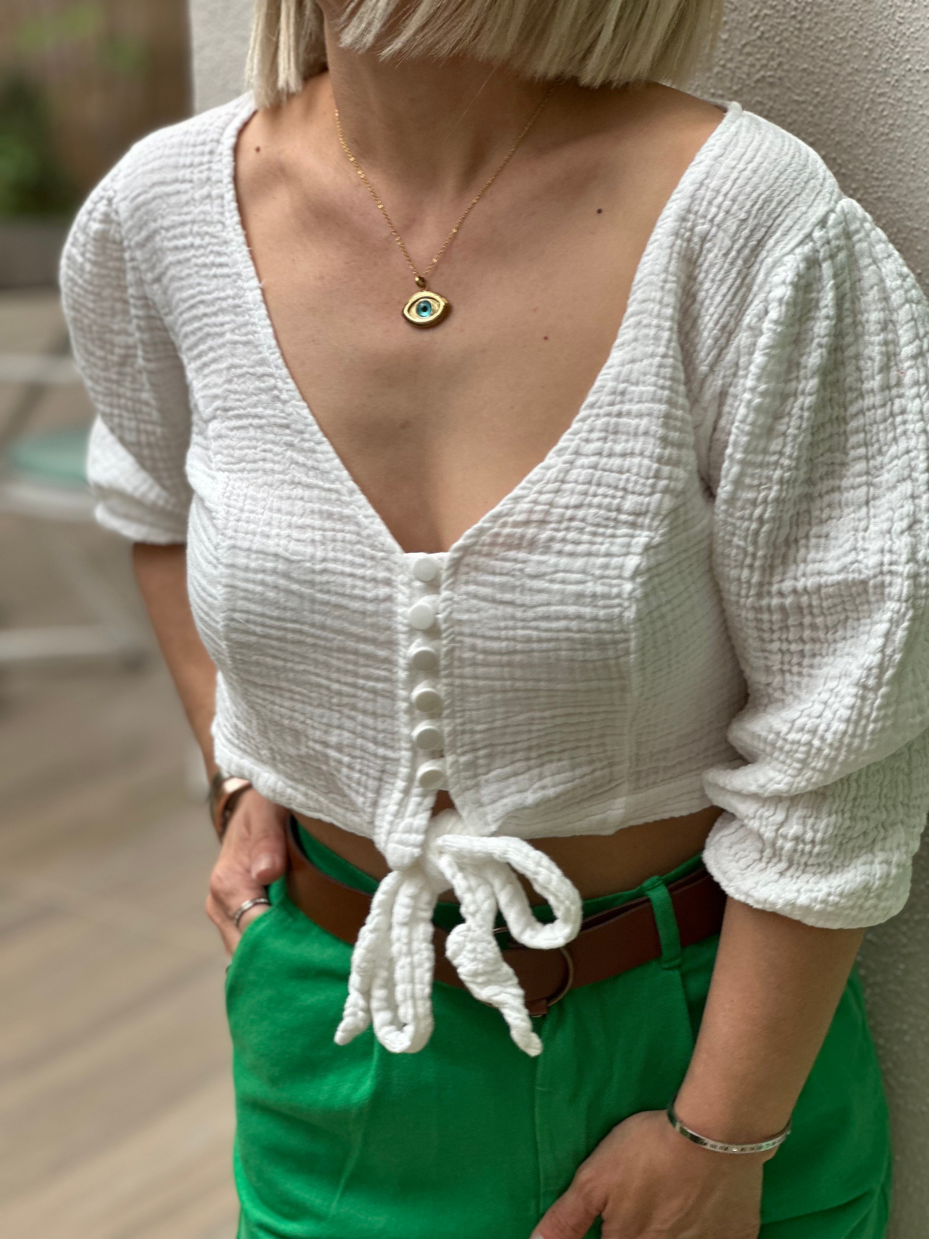 HELENA ÖN DÜĞMELİ BAĞLAMALI CROP