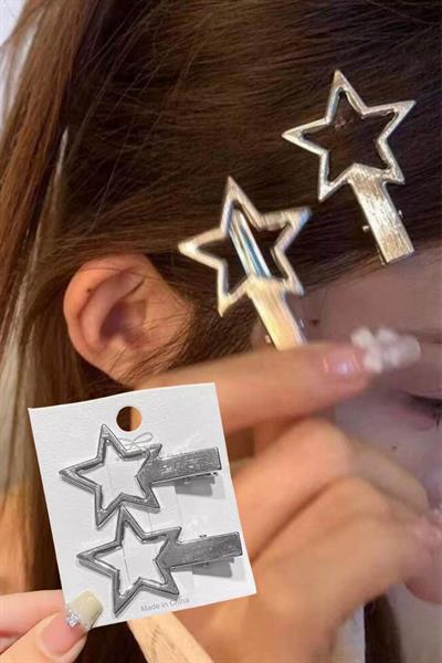 2li Yıldız Klips Toka Y2K Star Style
