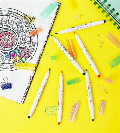 6lı Çift Taraflı Soft Renkli Keçeli Kalem