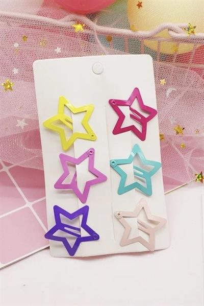 6lı Yıldız Çıt Çıt Toka Y2K Star Style (Renkli)