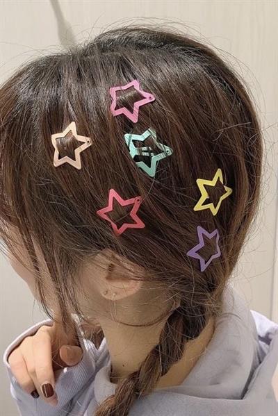 6lı Yıldız Çıt Çıt Toka Y2K Star Style (Renkli)