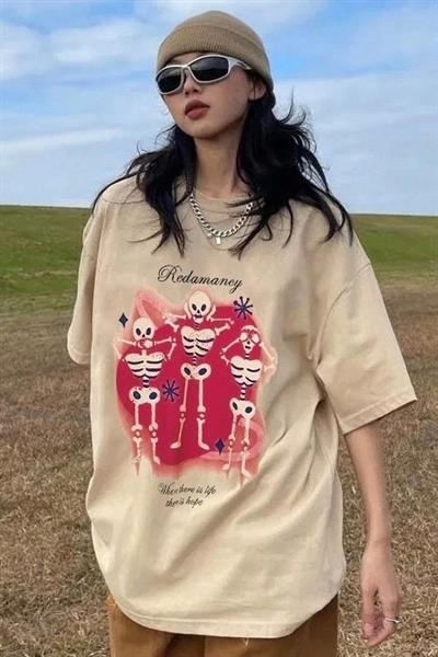 Bej Unisex Redamancy Skeleton T-Shirt