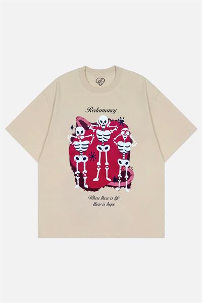 Bej Unisex Redamancy Skeleton T-Shirt
