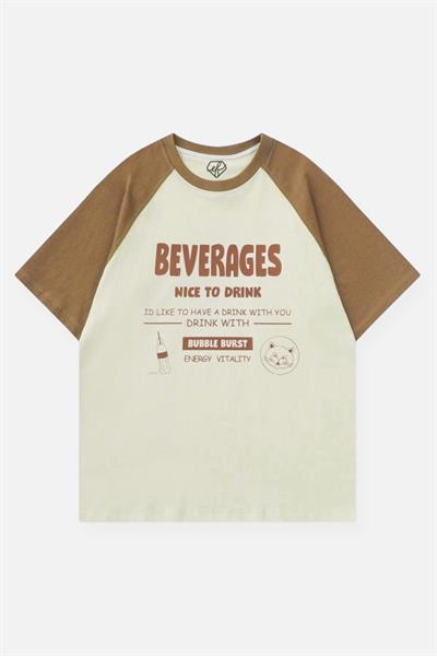 Bej Unisex Vizon Reglan Vintage Beverages Nice To Drink T-Shirt