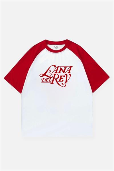 Beyaz Unisex Kırmızı Reglan Lana Del Rey T-Shirt