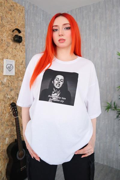 Beyaz Unisex Lana Del Rey Yazılı T-Shirt
