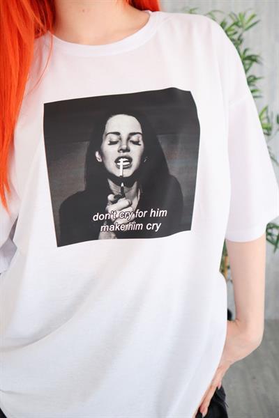 Beyaz Unisex Lana Del Rey Yazılı T-Shirt