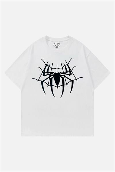 Beyaz Unisex Spider Web T-Shirt