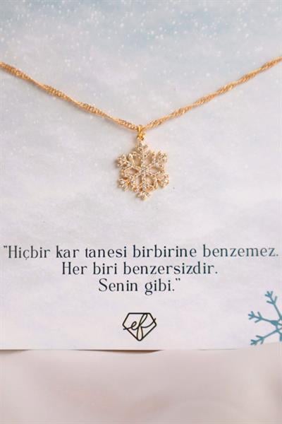 Gold Zincirli Kar Tanesi Kolye