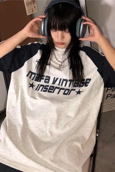 Gri Unisex Reglan Mafa Vintage İnserror T-Shirt