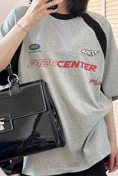 Gri Unisex Vintage Y2K F426 Center T-Shirt