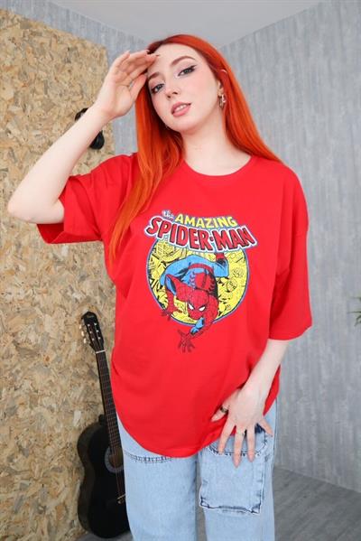 Kırmızı Unisex The Amazing Spiderman Karakter T-Shirt
