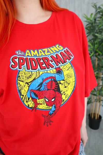Kırmızı Unisex The Amazing Spiderman Karakter T-Shirt
