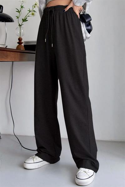 Siyah Bol Paça Eşofman Altı