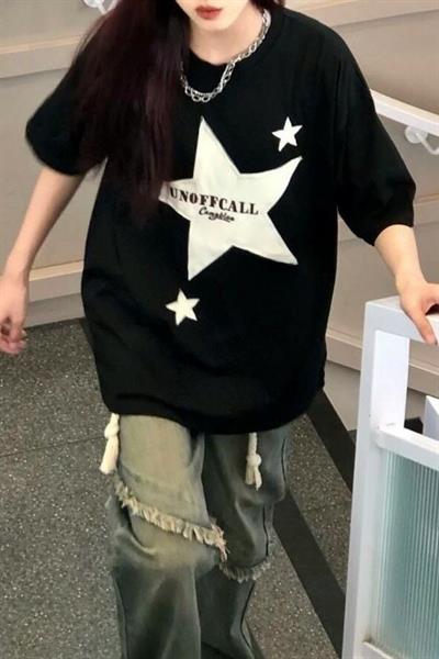 Siyah Unisex Unoffcal Stars T-Shirt