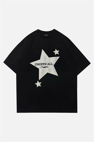 Siyah Unisex Unoffcal Stars T-Shirt