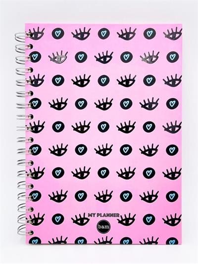 Telli Planlayıcı Defter Ajanda - Pembe Nazar Göz
