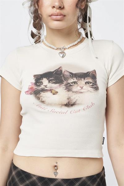 Bej Anti Social Cat Club Crop