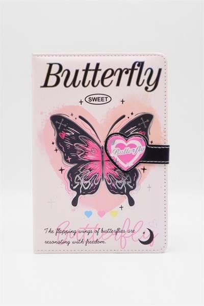 Beyaz Butterfly Sweet Mıknatıs Kapaklı Defter 